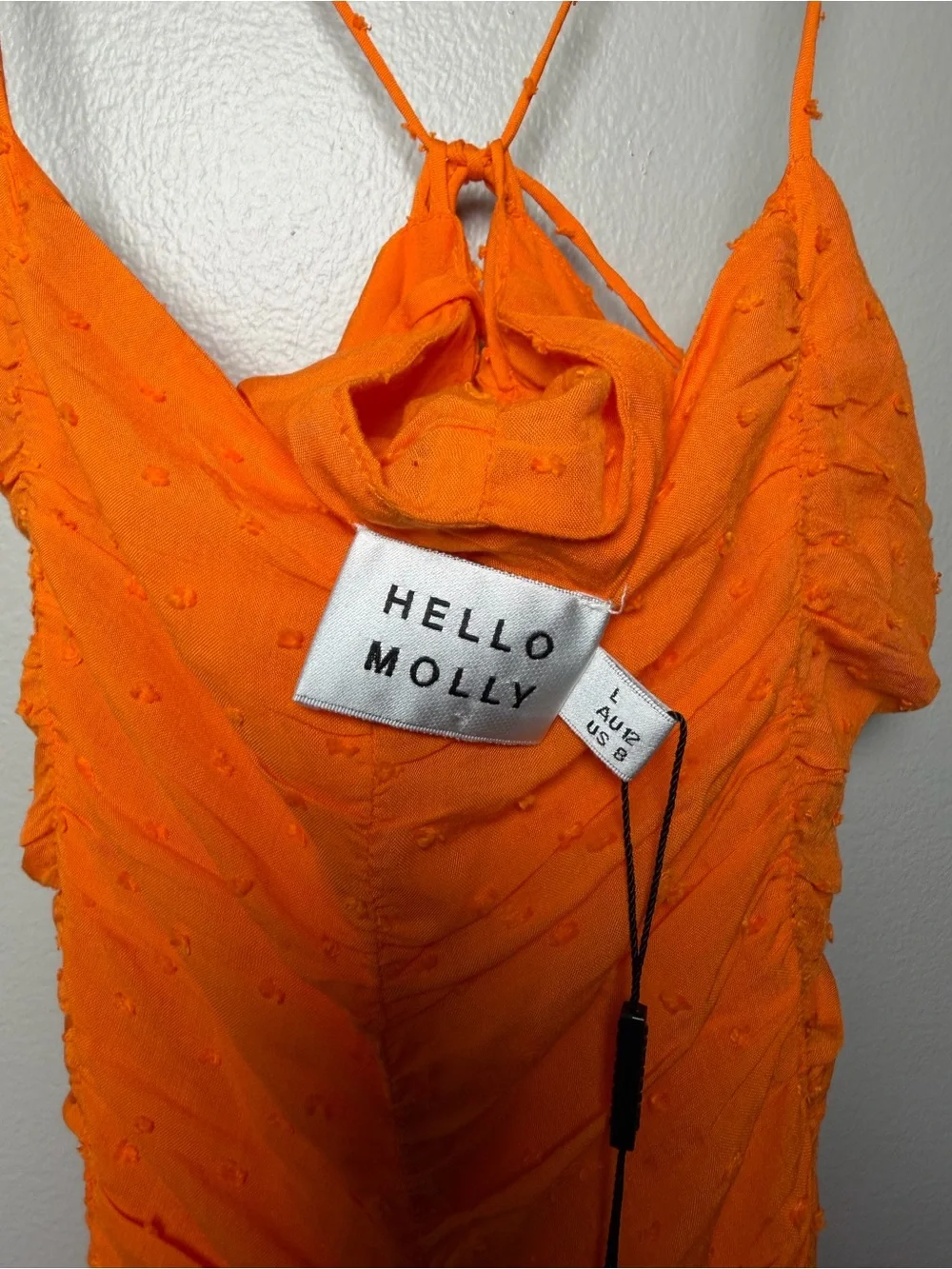 NWT Hello Molly Orange Ruched Bodycon Mini Dress US size 8